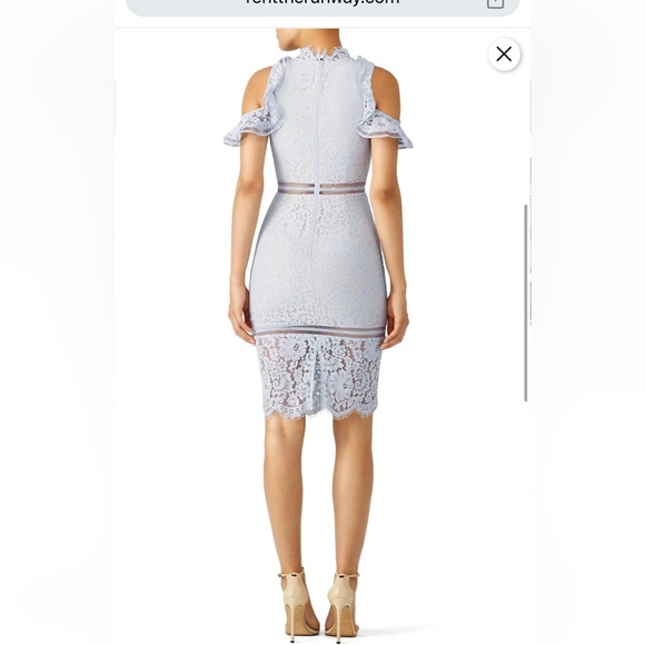 Pale Blue Lace Cold Shoulder Sheath - Picture 3 of 7